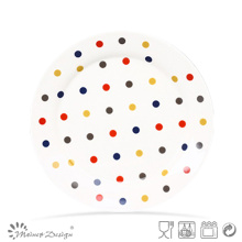 Placa de cerámica colorida del diseño de los puntos de la etiqueta engomada